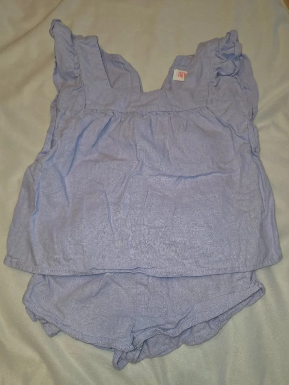 ReWash Shirt Shorts Set Little Girls XS Linen Blend Flutter Tank Top